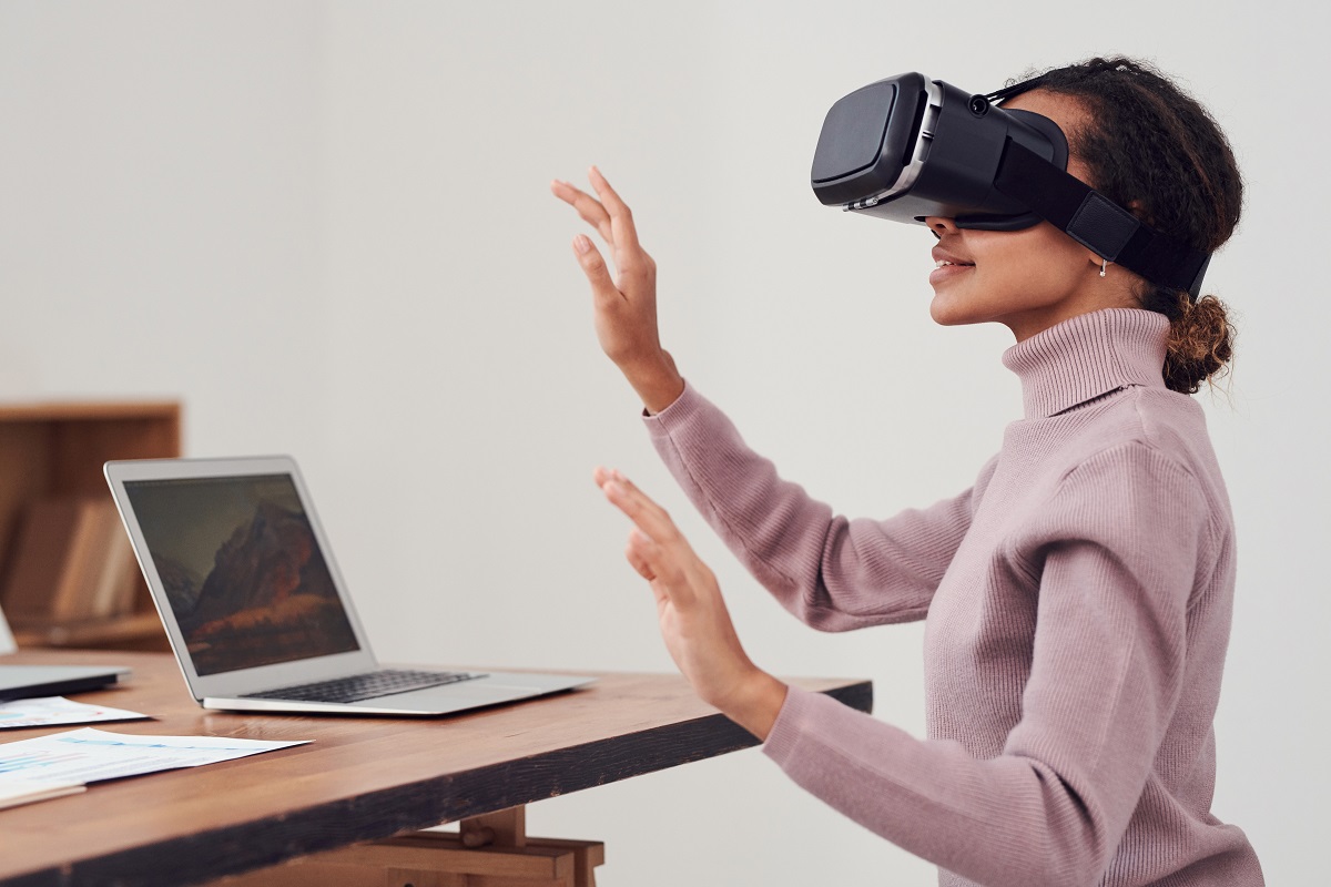 person using virtual reality